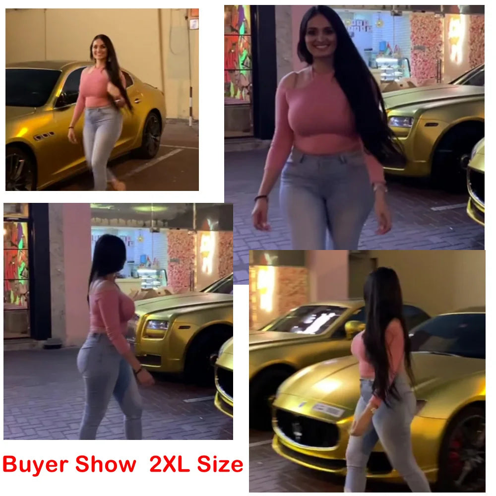 Ass Curvy Jeans Stretchy High Waisted Jeans Big Butt Hips Denim Pants Pull Up Elastic Super Stretch denim pants