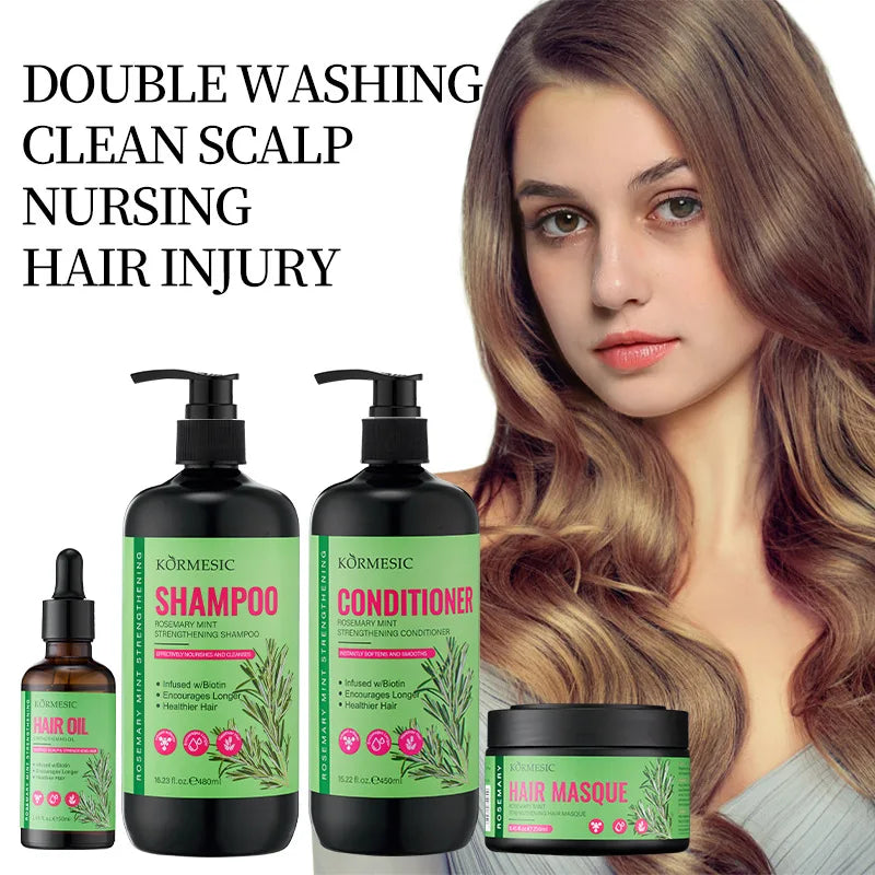 Hair Growth Product kit Rosemary Mint Fast Dense Hair Shampoo Conditioner Repair Damage Hair Mask Prevent Hair Loss Serum Oil