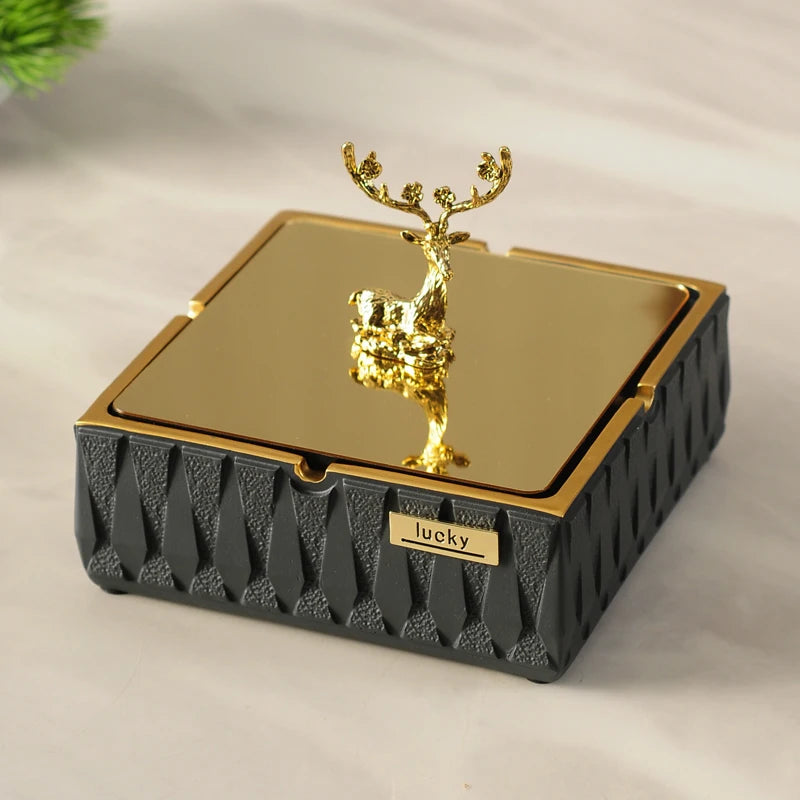 Household Simple Living Room Light Luxury Creative Office Fly Ash Ashtray Tissue Box Desktop Decoration Storage Accessories