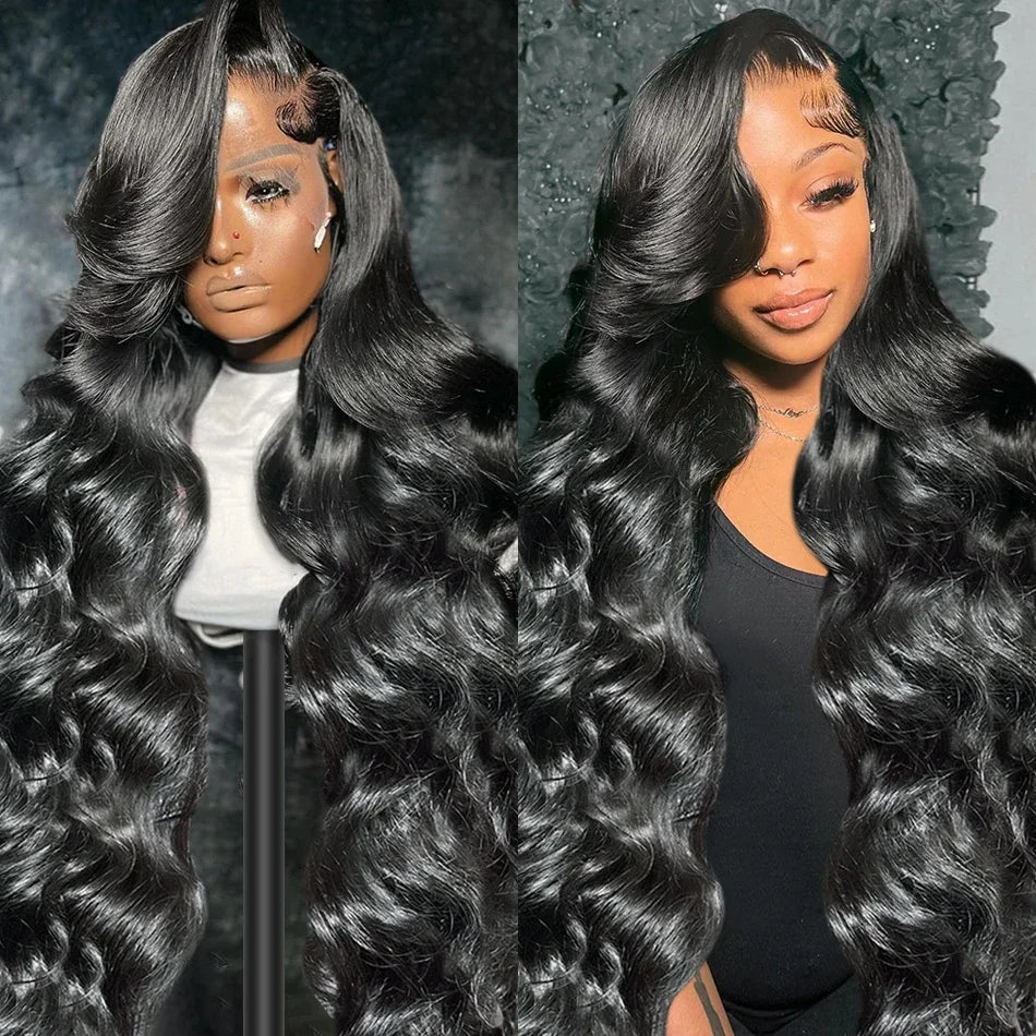 Body Wave 13x6 HD Transparent Lace Front Human Hair Wig 200 Density 13x4 Lace Frontal Wigs 30 40 Inch PrePlucked Lace
