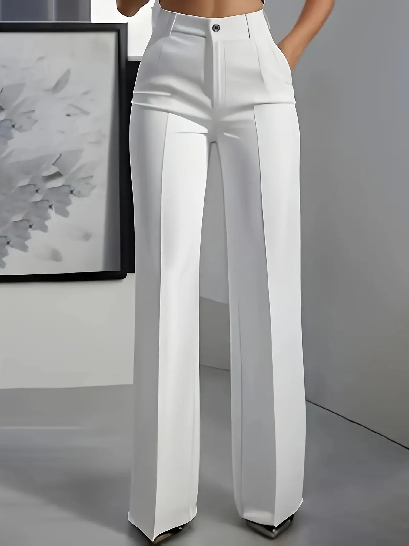 European and American cross-border  new women's high-waisted, draped, straight-cut, simple suit pants for women