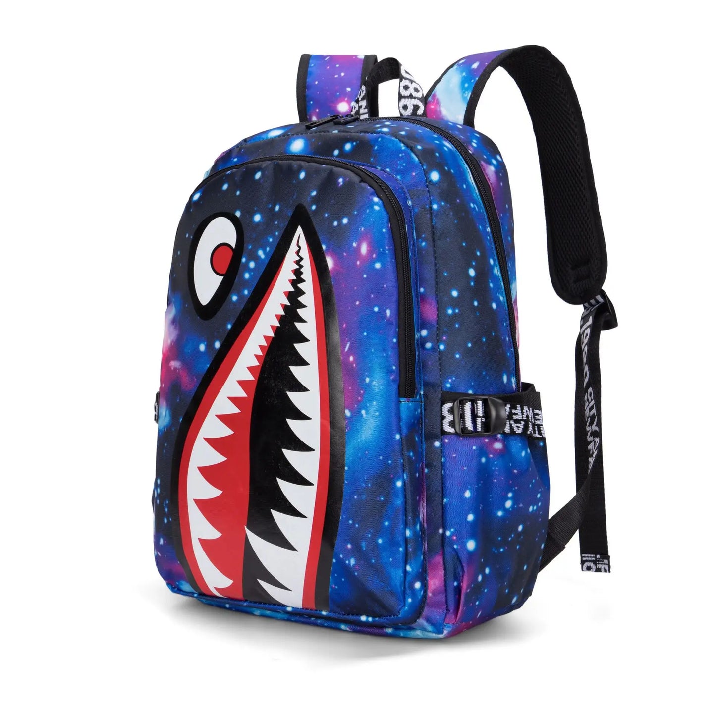 Mochila escolar en blanco y negro, unisex, informal, ligera, para mujer, bolso trasero, mochila escolar de tiburón de diseño, para adolescentes y universitarios.