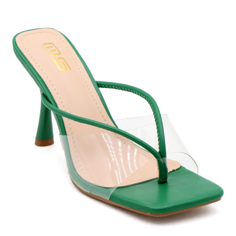Women's Shoes 2025 Designer Luxury New Stiletto Flip Flops Clip Toe Outdoor Transparent Slippers Black Temperament Sandals 9CM
