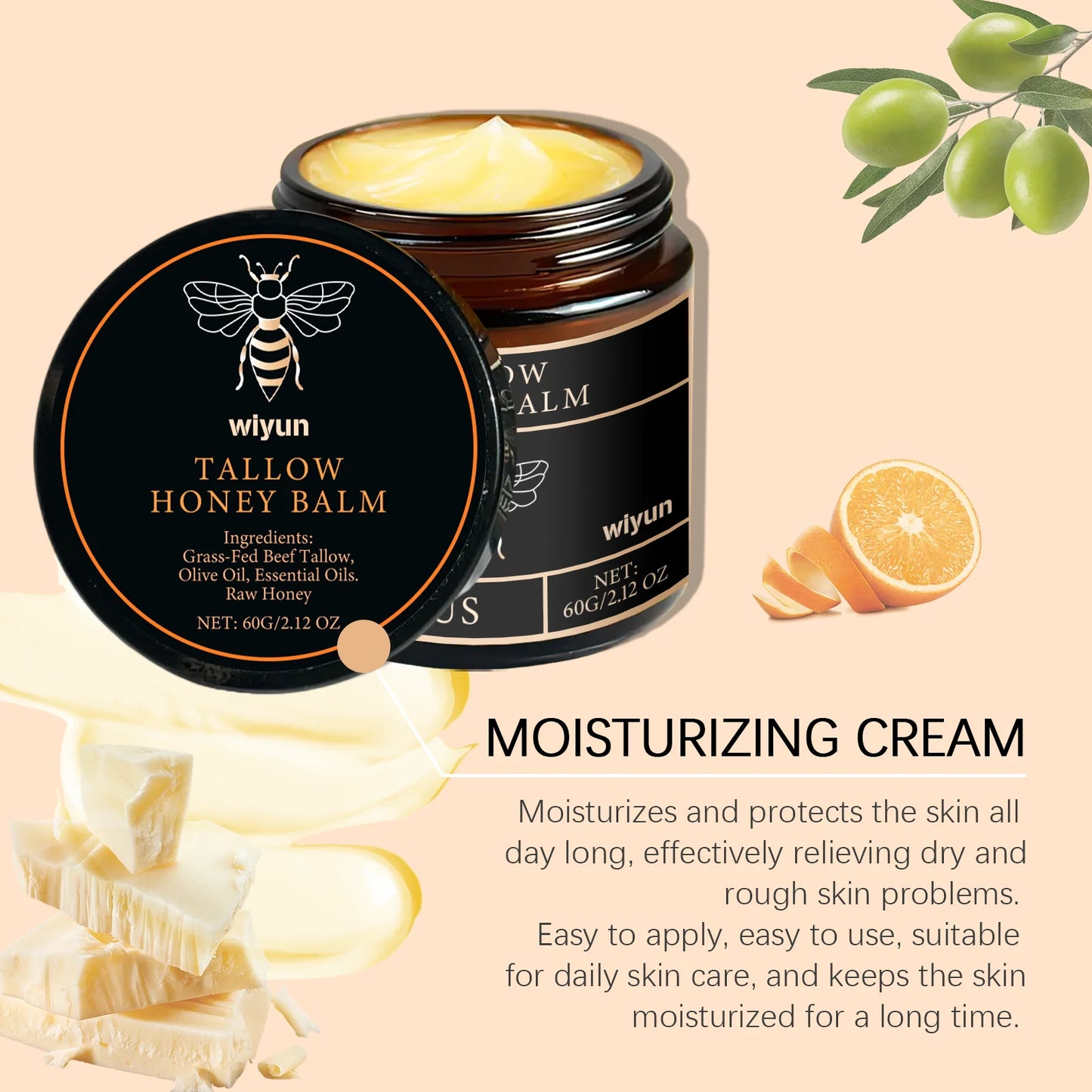 Honey and Tallow Moisturizing Cream for Face and Body - Firming and Nourishing