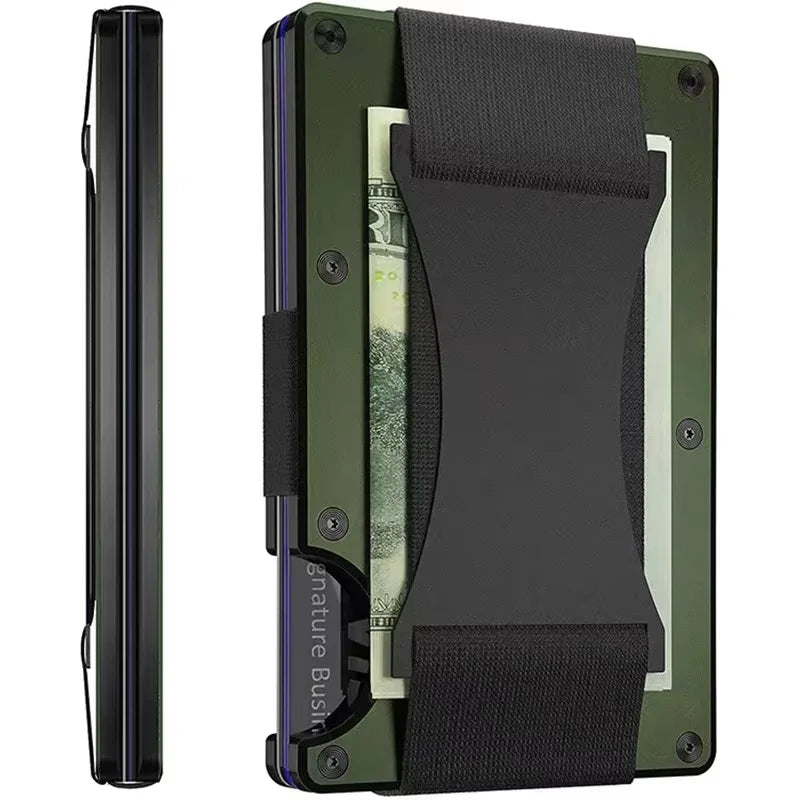 Carbon Fiber Metal Minimalist Slim Credit Card Holder Wallet for Men RFID Bank Cardholder Case
