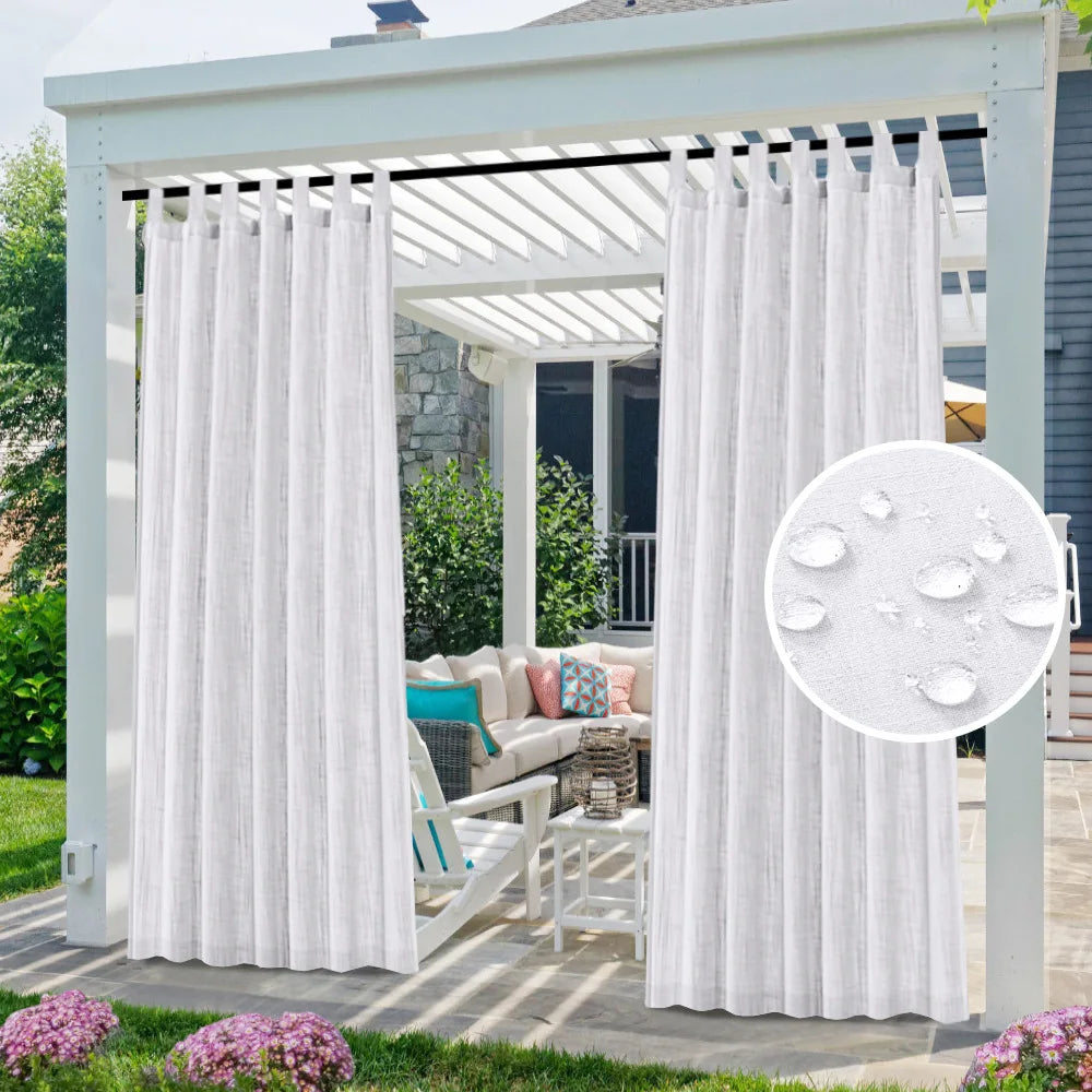 Cortinas de exterior impermeables para patio, porche, pérgola, cenador, 2 paneles, cortinas de exterior anchas con trabillas superiores resistentes a la intemperie para gazebo