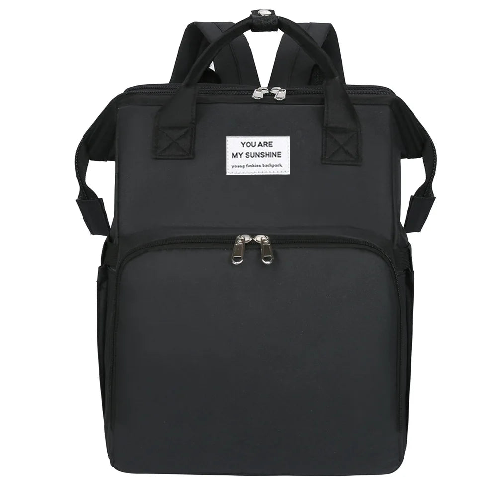 Portable folding crib, mommy bag, multi-functional, lightweight and large-capacity leisure bag, double shoulder mother and baby bag.