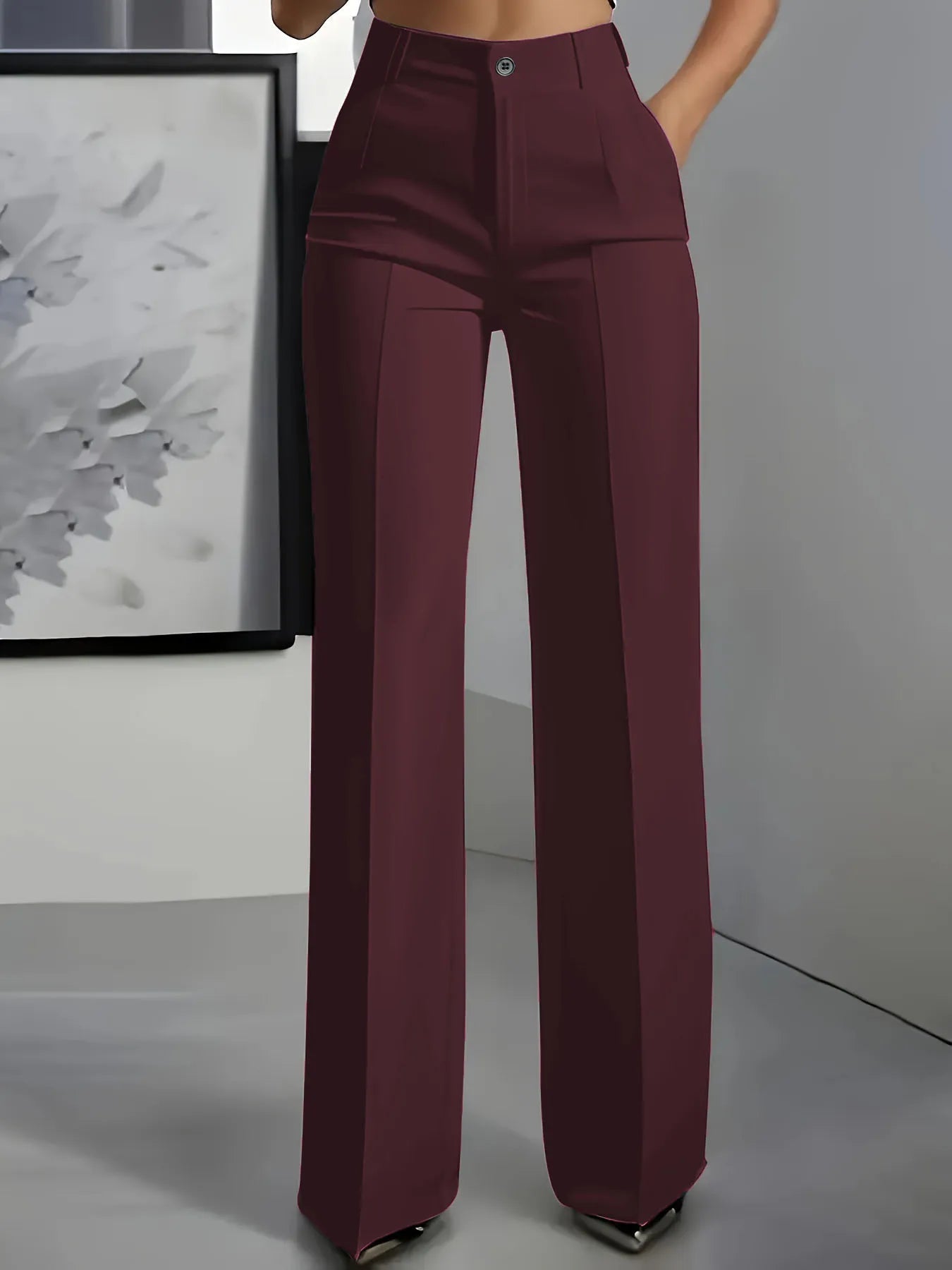 European and American cross-border  new women's high-waisted, draped, straight-cut, simple suit pants for women