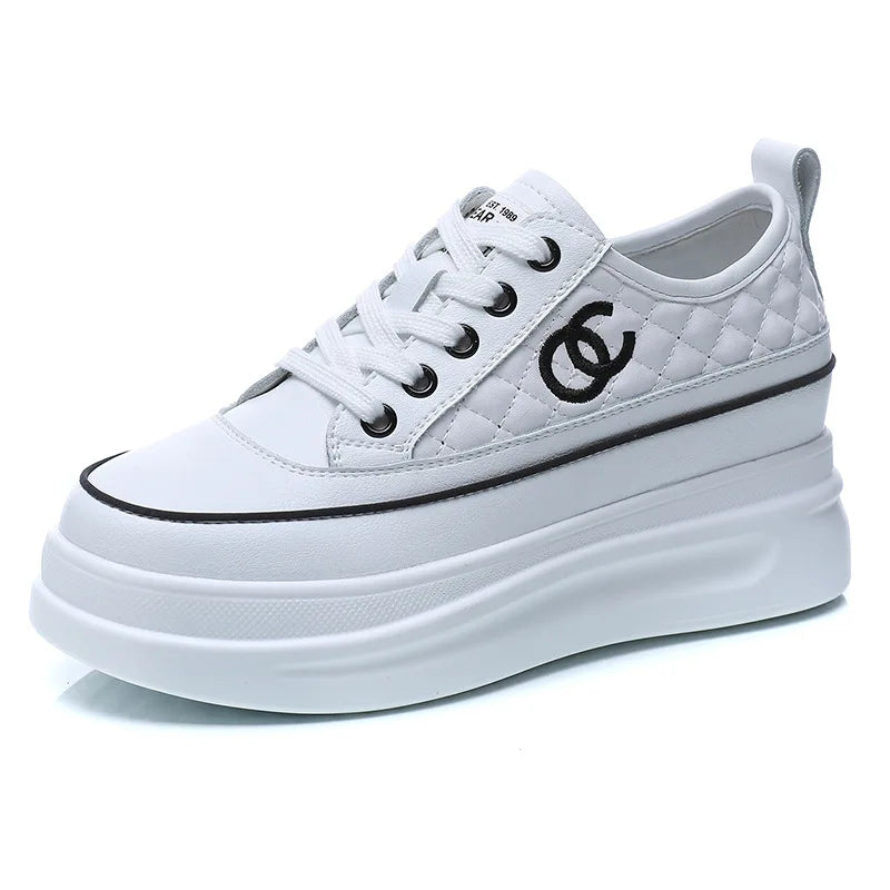 Women's Shoes 2026 Spring New Style Thick Bottom Height-Increasing Board Shoes Rubber Material Made in China Flat Shoes