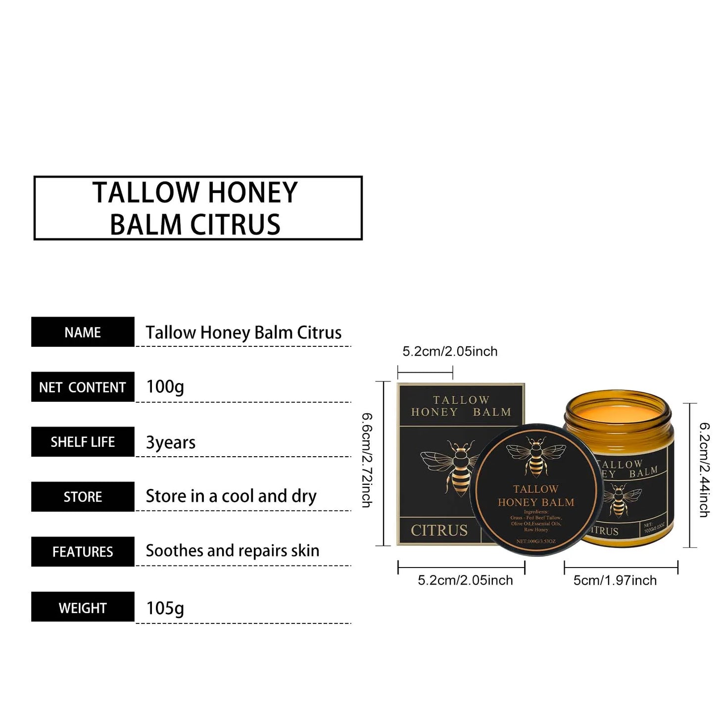 Honey and Tallow Moisturizing Cream for Face and Body - Firming and Nourishing