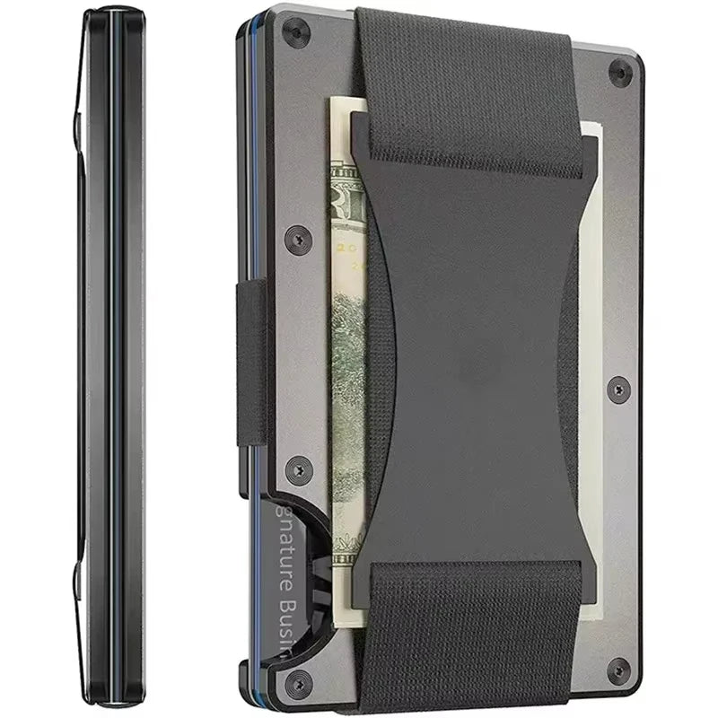 Carbon Fiber Metal Minimalist Slim Credit Card Holder Wallet for Men RFID Bank Cardholder Case
