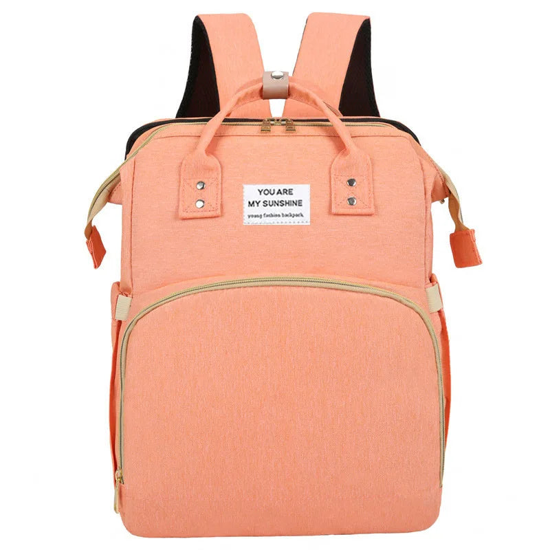 Portable folding crib, mommy bag, multi-functional, lightweight and large-capacity leisure bag, double shoulder mother and baby bag.