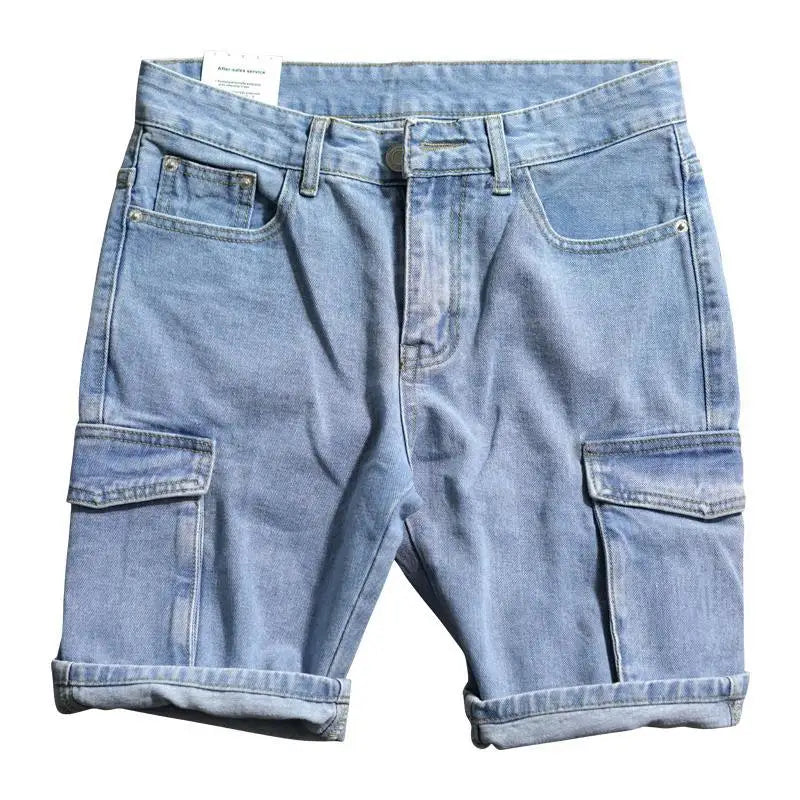Summer Denim Shorts Short Pants Multi-pocket Commuter Denim Shorts Men's Casual Shorts Five-point Pants