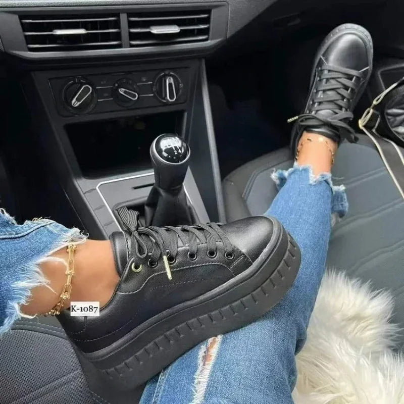 White Shoes Casual Shoes for Women  New Platform Sneakers Solid Color Ladies Footwear Trend Lightweight PU Vulcanized Shoes