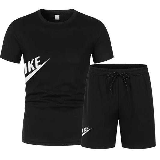 2025 Men's Summer T-shirt and Shorts Set Men's Breathable Sportswear Set Casual and Fashionable Short-sleeved T-shirt Set