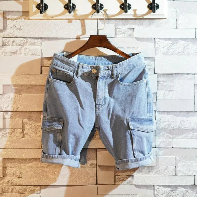 Summer Denim Shorts Short Pants Multi-pocket Commuter Denim Shorts Men's Casual Shorts Five-point Pants