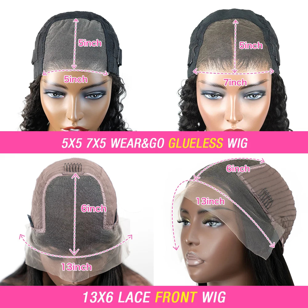 Kinky Curly Wigs 13x6 HD Lace Frontal Wig Glueless Human Hair 4C Afro Curly Lace Front Human Hair Wigs 7x5 HD Lace Closure Wigs
