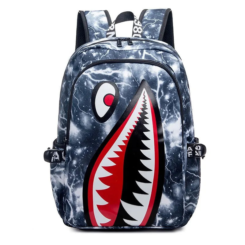 Mochila escolar en blanco y negro, unisex, informal, ligera, para mujer, bolso trasero, mochila escolar de tiburón de diseño, para adolescentes y universitarios.