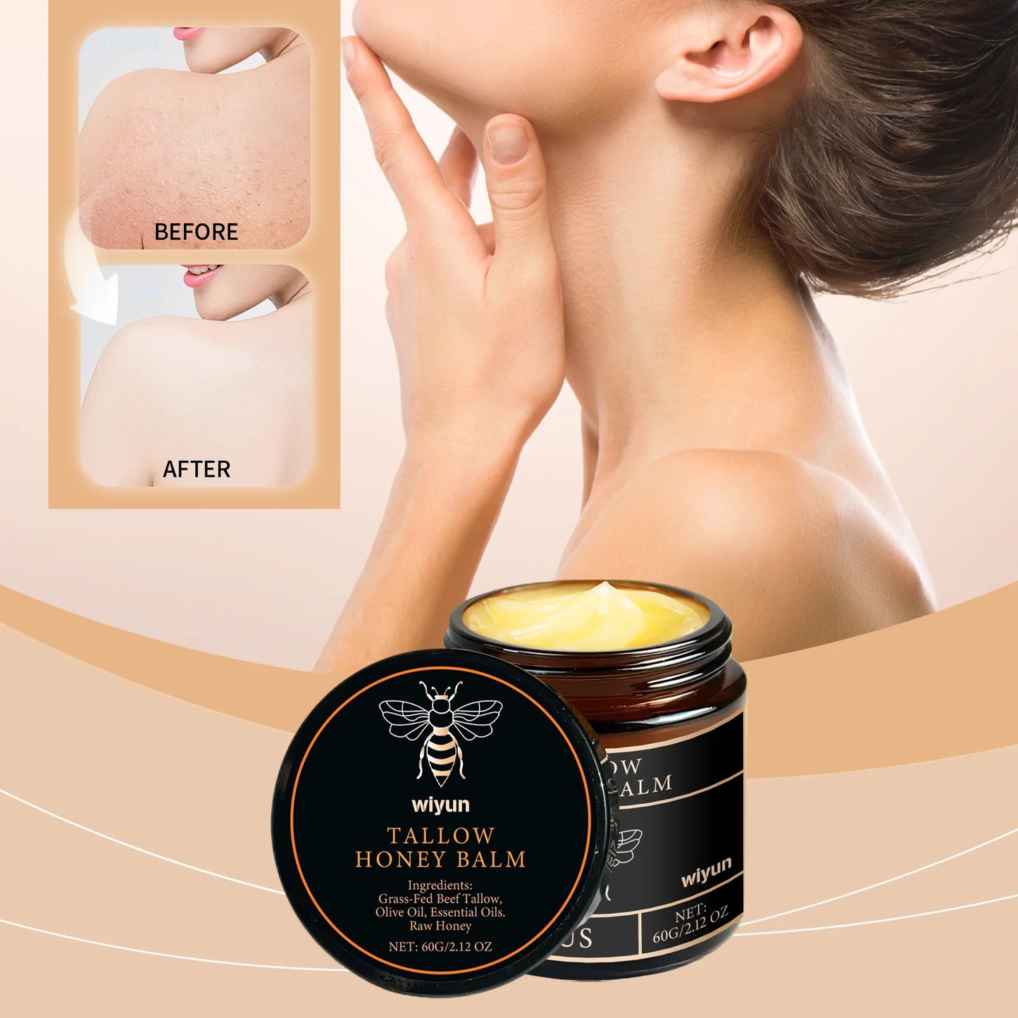 Honey and Tallow Moisturizing Cream for Face and Body - Firming and Nourishing