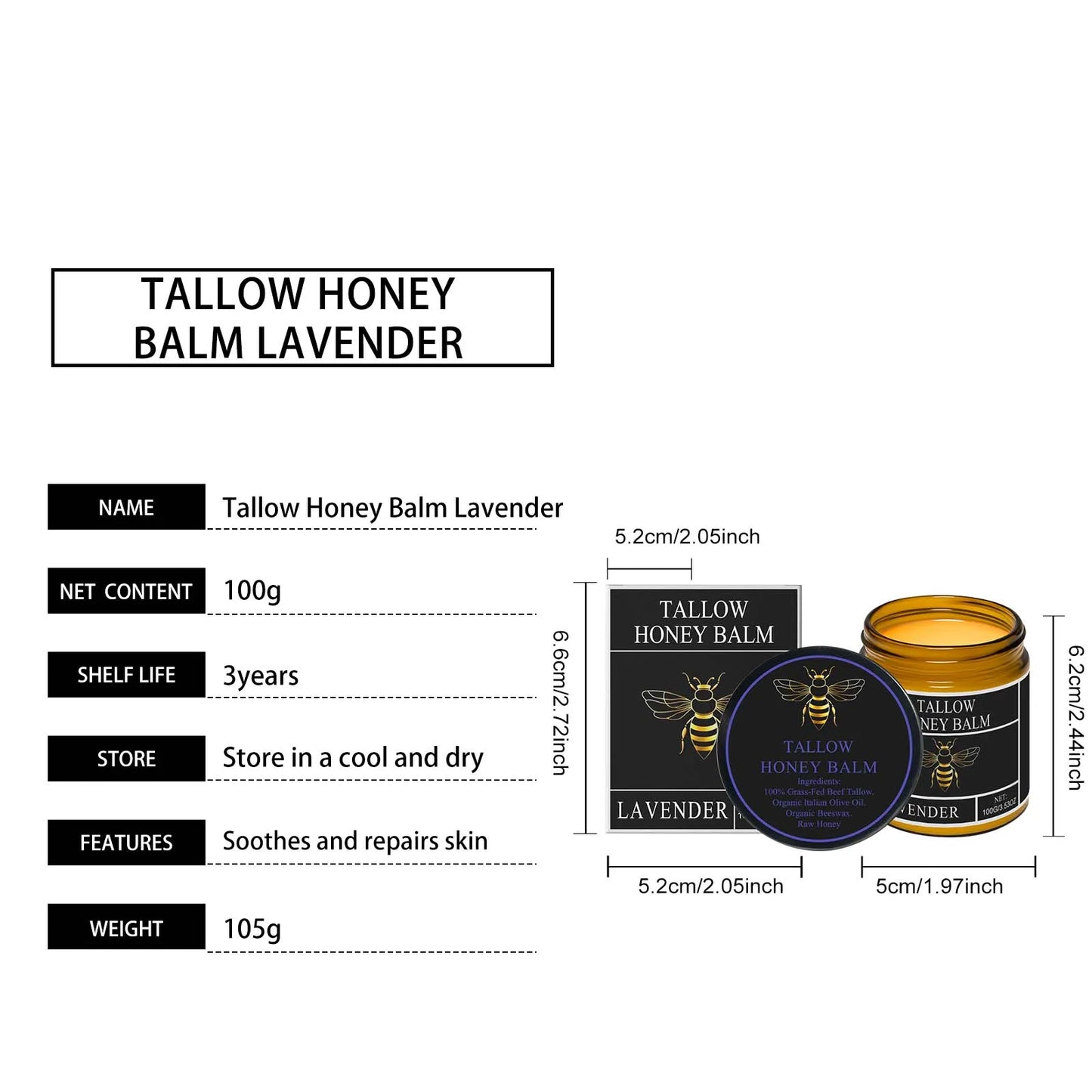 Honey and Tallow Moisturizing Cream for Face and Body - Firming and Nourishing