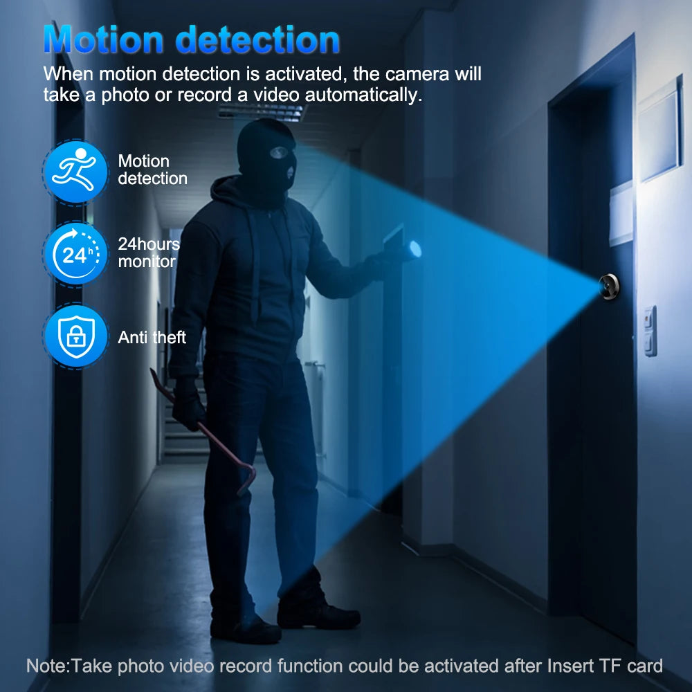 Hollarm Wireless Doorbell Smart Door Peephole Camera Cat Eye WIFI Video Surveillance Camera Visual Intercom PIR Motion Detection