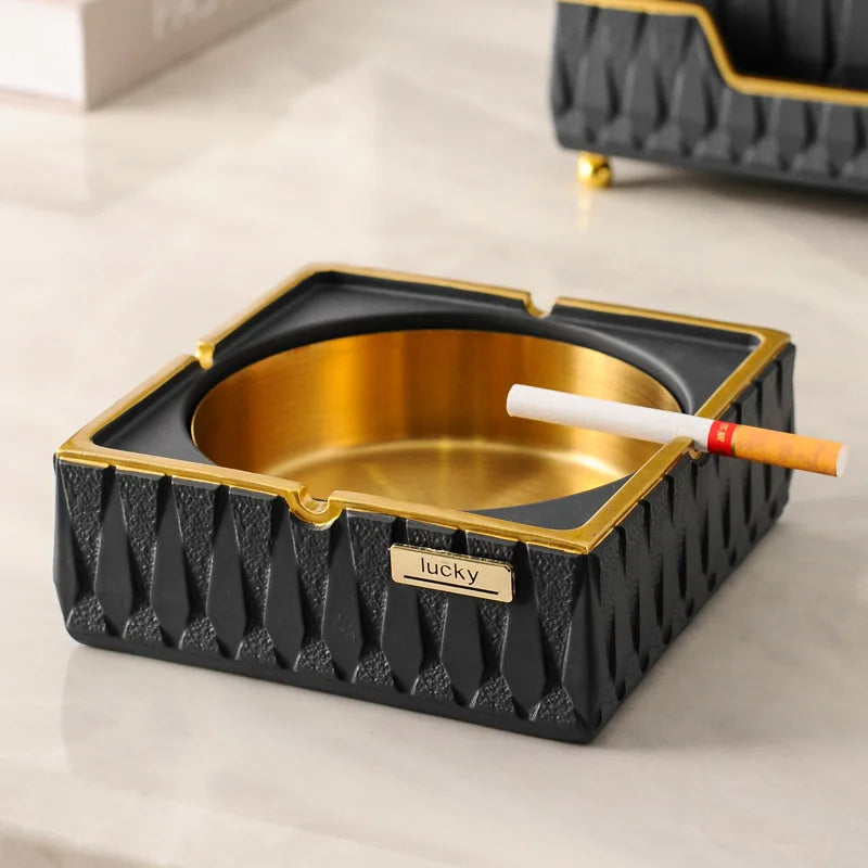 Household Simple Living Room Light Luxury Creative Office Fly Ash Ashtray Tissue Box Desktop Decoration Storage Accessories