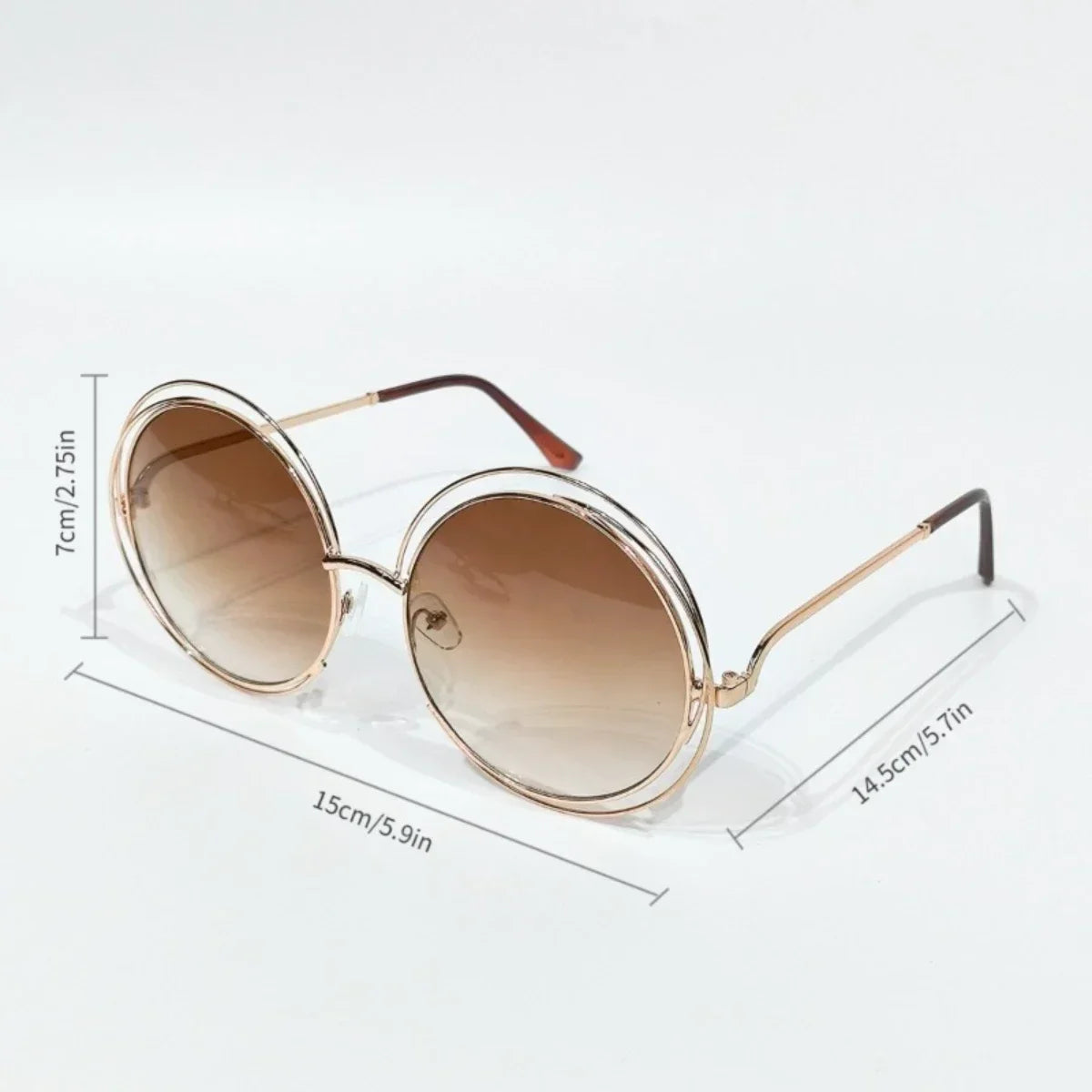 Women's Oversized Round Metal Fashion Glasses with Gradient Lenses - Stylish Retro Design, Parties, and Events, Accessories