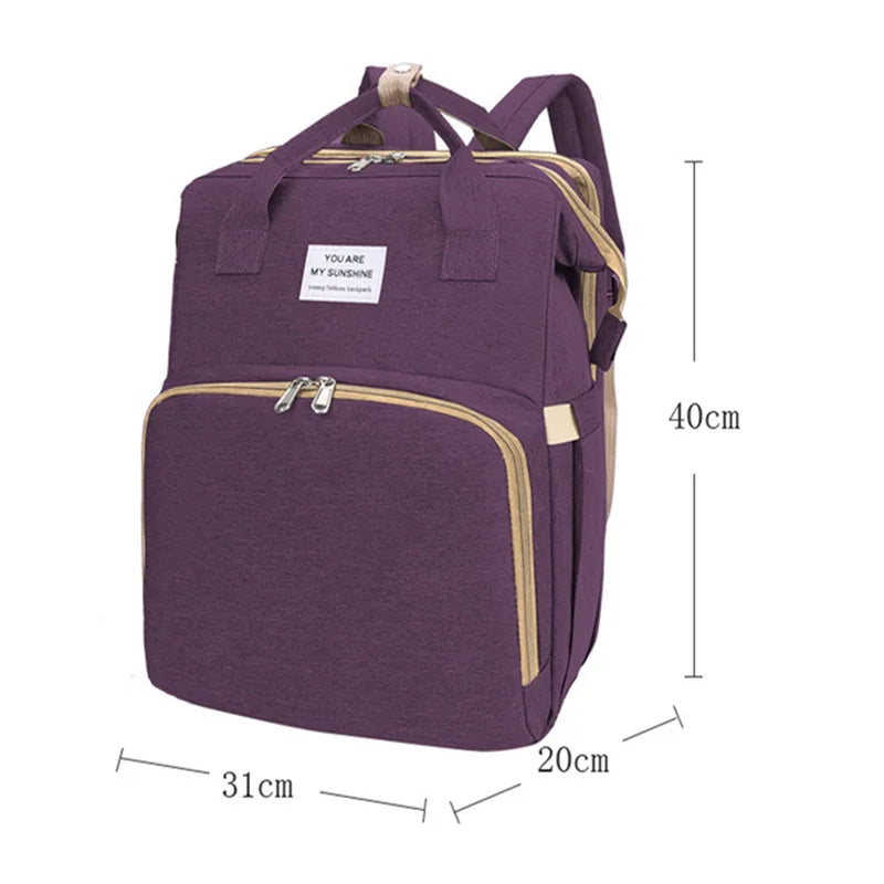 Portable folding crib, mommy bag, multi-functional, lightweight and large-capacity leisure bag, double shoulder mother and baby bag.
