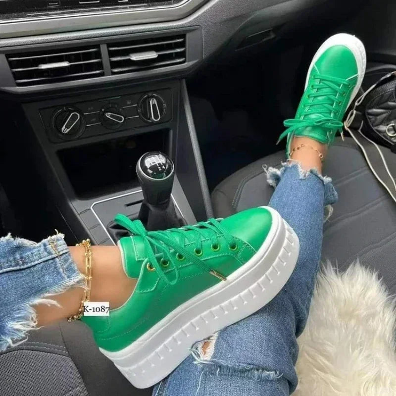 White Shoes Casual Shoes for Women  New Platform Sneakers Solid Color Ladies Footwear Trend Lightweight PU Vulcanized Shoes