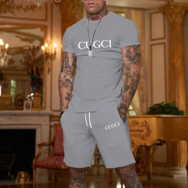 2025 Summer T-shirt, Shorts Men's Casual Sports Set, Fashionable Short-sleeved Casual Shopping Trend Clothing Essential for Travel