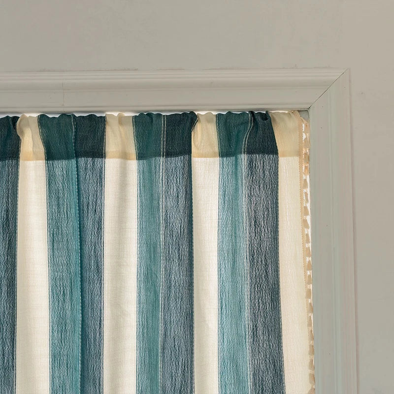 Short Cotton Curtain for Kitchen Window, Gray Stripe, Linen, Living Room, Cafe Cabinet Cover, New Half Curtain