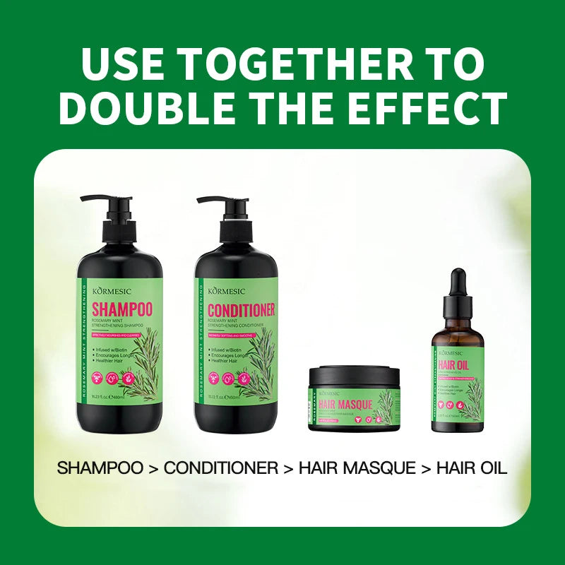 Hair Growth Product kit Rosemary Mint Fast Dense Hair Shampoo Conditioner Repair Damage Hair Mask Prevent Hair Loss Serum Oil