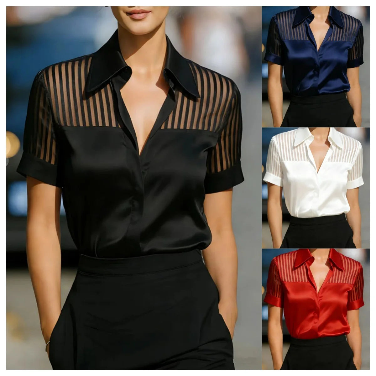 Women's Blouses and Shirts Elegant White Short Sleeve Blouse for Women Summer 2026 Fashion Turn-down Shirt Tops Women's Blouses