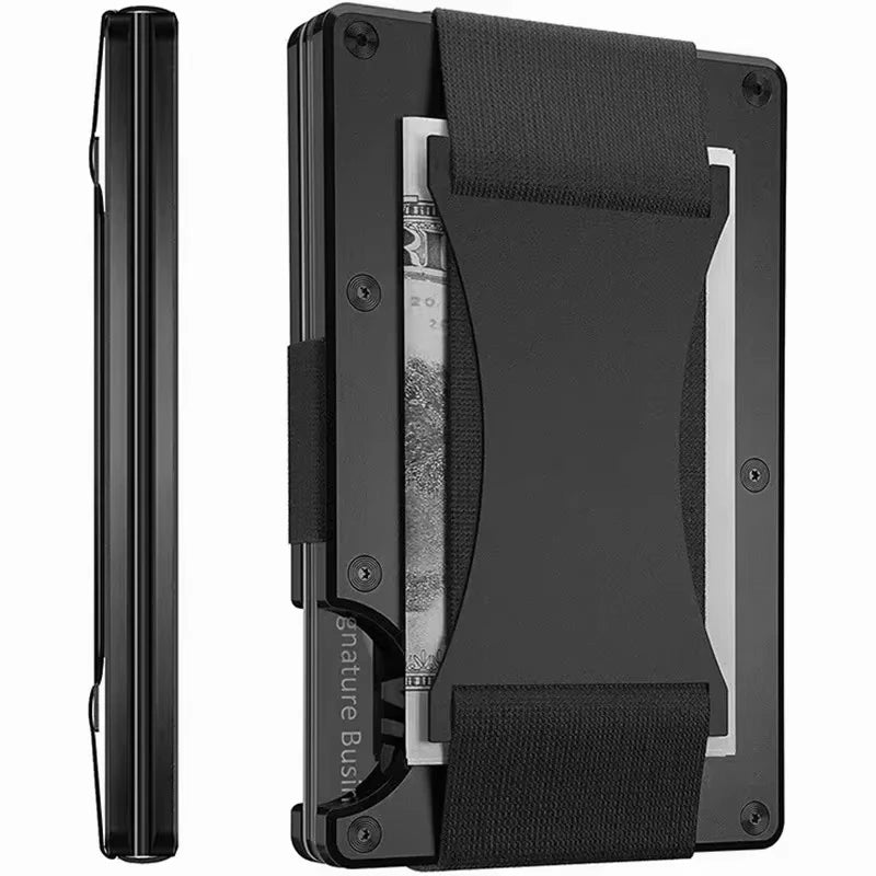 Carbon Fiber Metal Minimalist Slim Credit Card Holder Wallet for Men RFID Bank Cardholder Case