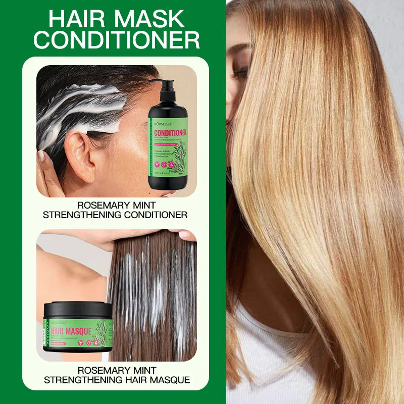 Hair Growth Product kit Rosemary Mint Fast Dense Hair Shampoo Conditioner Repair Damage Hair Mask Prevent Hair Loss Serum Oil