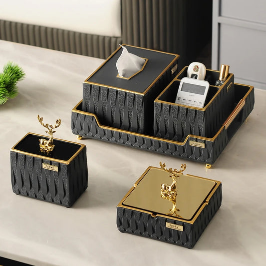 Household Simple Living Room Light Luxury Creative Office Fly Ash Ashtray Tissue Box Desktop Decoration Storage Accessories