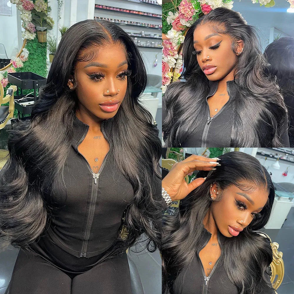 Body Wave 13x6 HD Transparent Lace Front Human Hair Wig 200 Density 13x4 Lace Frontal Wigs 30 40 Inch PrePlucked Lace