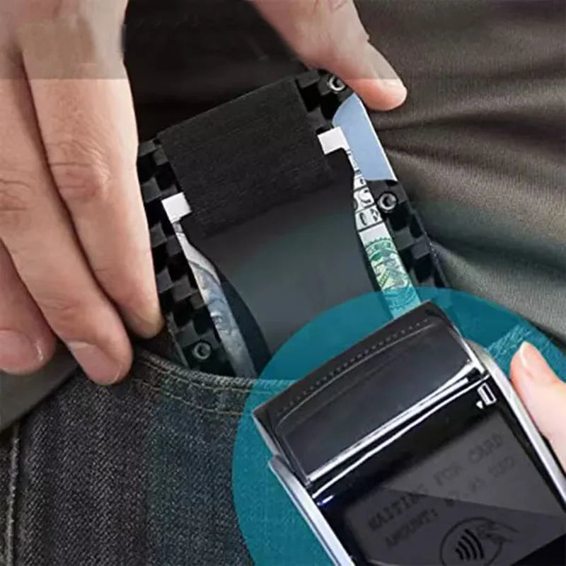 Carbon Fiber Metal Minimalist Slim Credit Card Holder Wallet for Men RFID Bank Cardholder Case