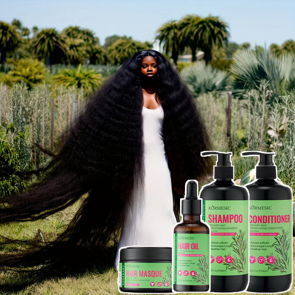 Hair Growth Product kit Rosemary Mint Fast Dense Hair Shampoo Conditioner Repair Damage Hair Mask Prevent Hair Loss Serum Oil