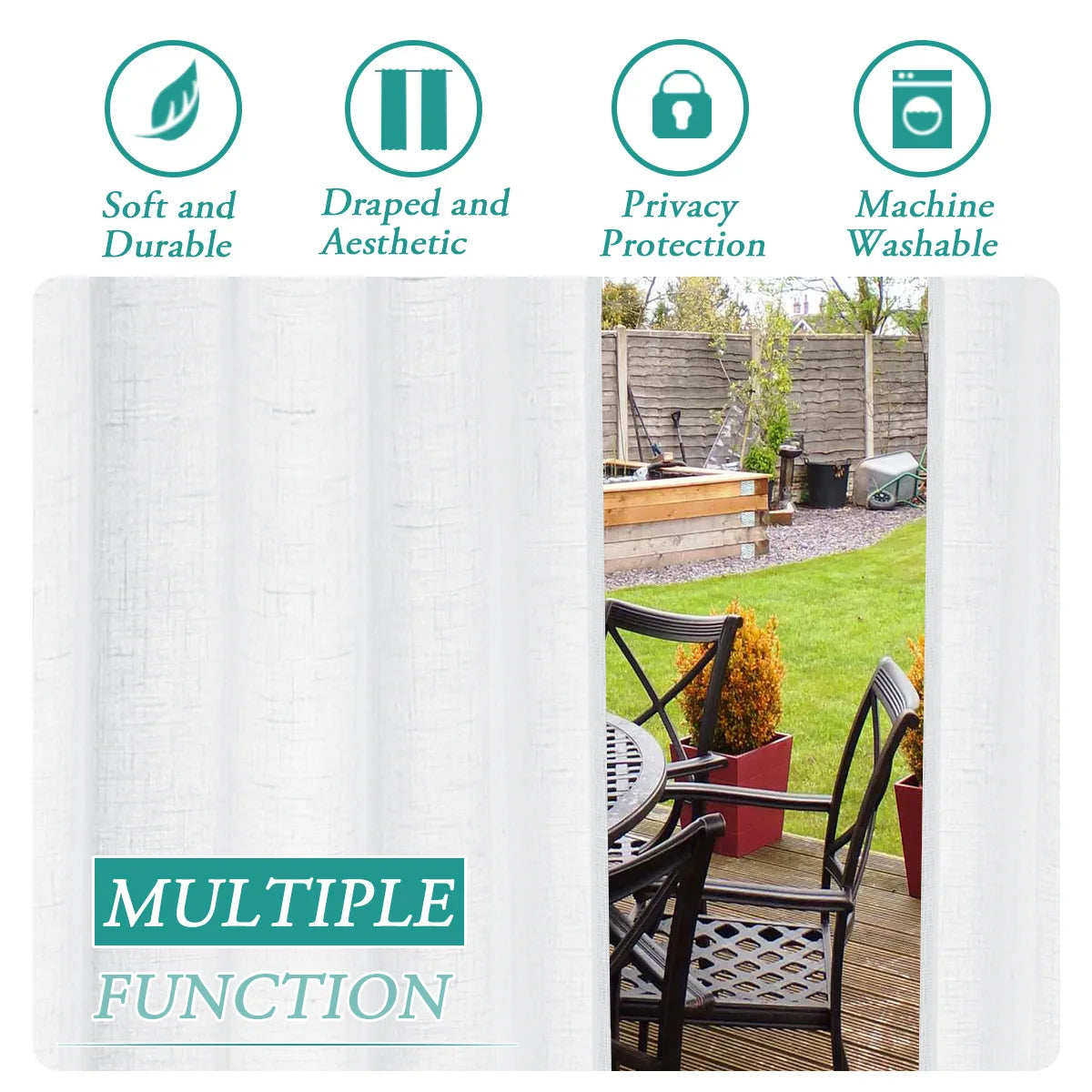 Cortinas de exterior impermeables para patio, porche, pérgola, cenador, 2 paneles, cortinas de exterior anchas con trabillas superiores resistentes a la intemperie para gazebo