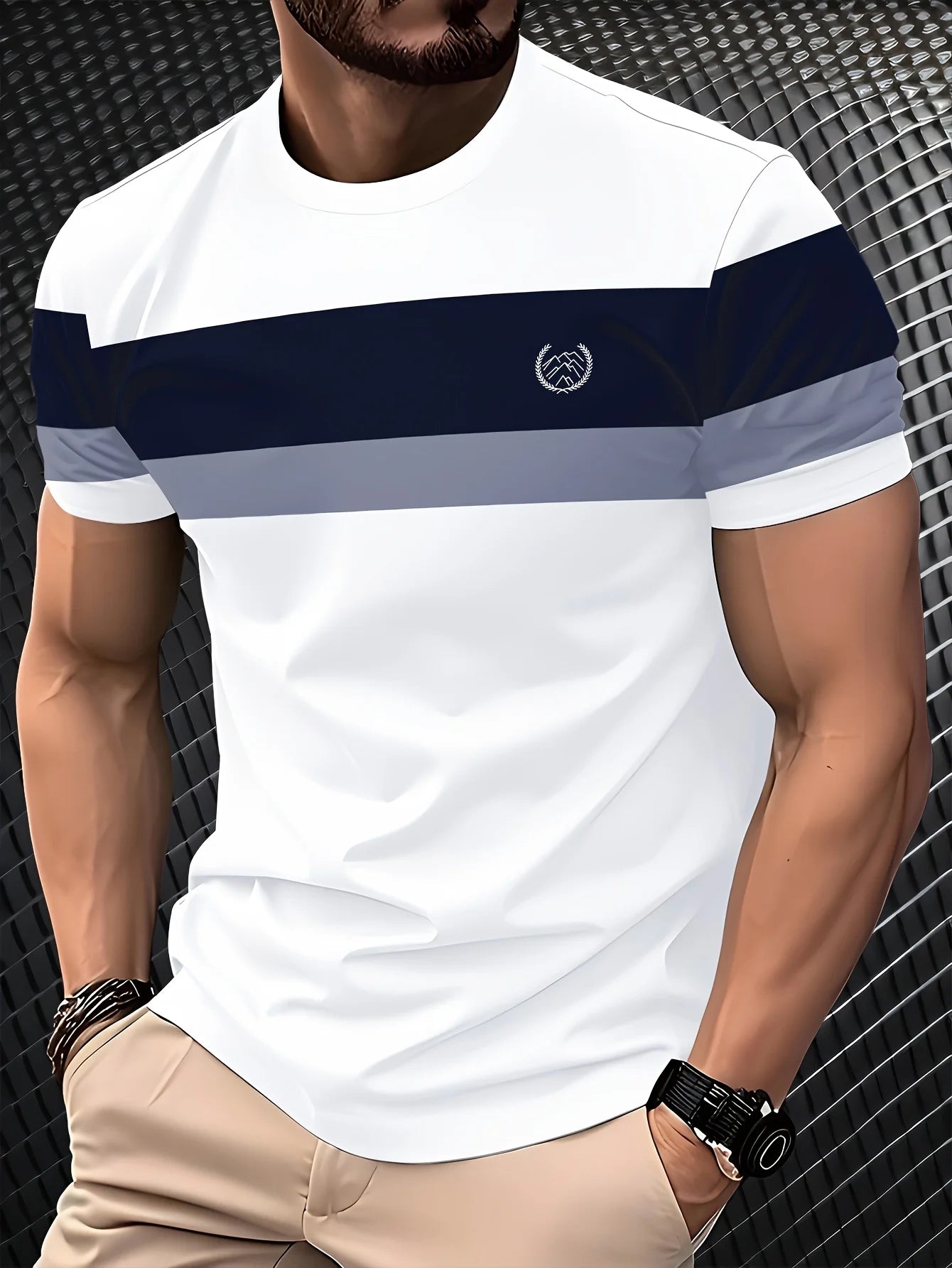 The 2025 summer new men's T-shirt is a light, breathable, casual, and fashionable outdoor men's T-shirt with striped prints.