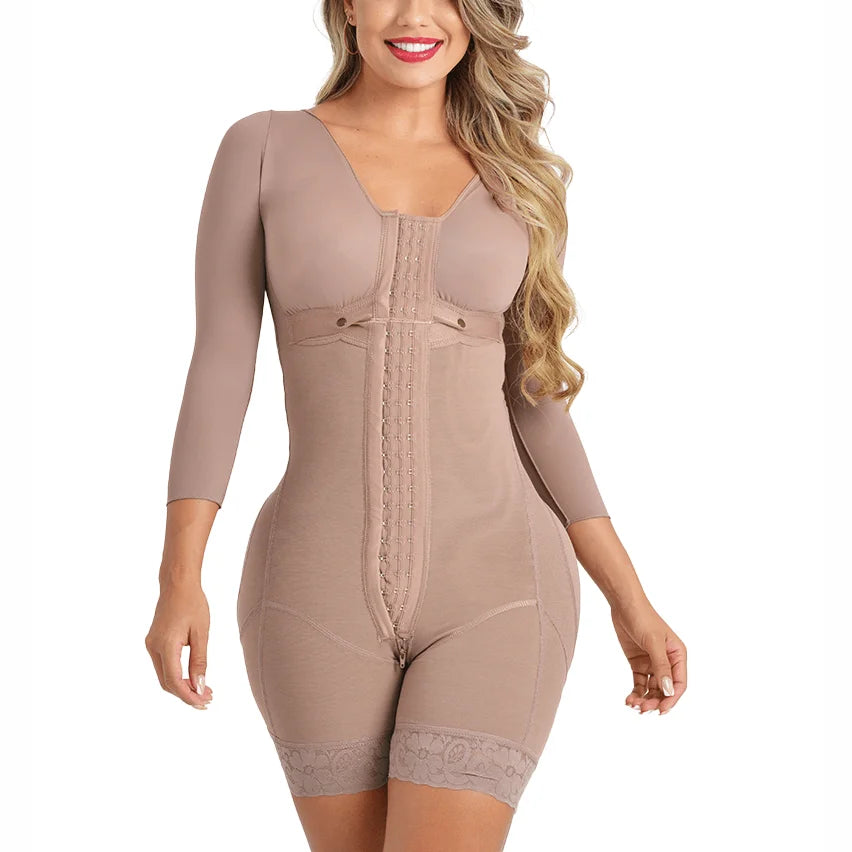 Colombian Post-Surgical Girdle Shapewear Belts for Women, Tummy Control Bodysuit with Sleeves