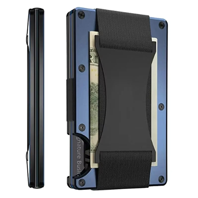 Carbon Fiber Metal Minimalist Slim Credit Card Holder Wallet for Men RFID Bank Cardholder Case