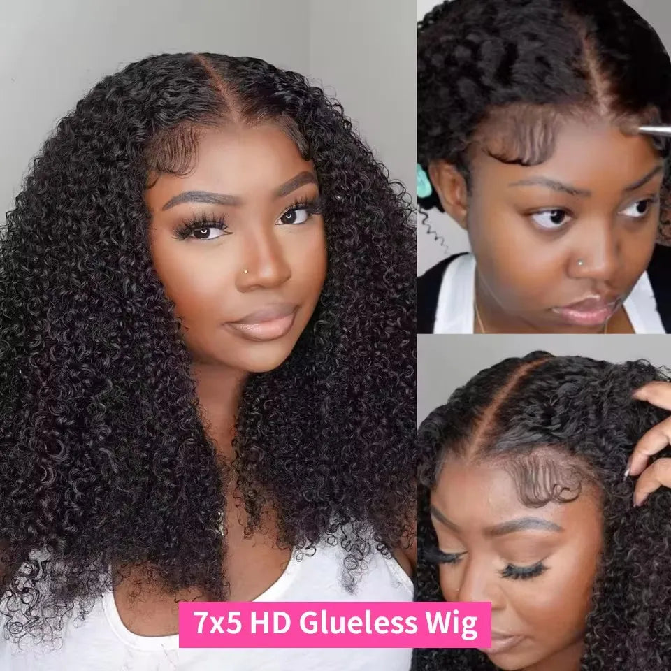 Kinky Curly Wigs 13x6 HD Lace Frontal Wig Glueless Human Hair 4C Afro Curly Lace Front Human Hair Wigs 7x5 HD Lace Closure Wigs