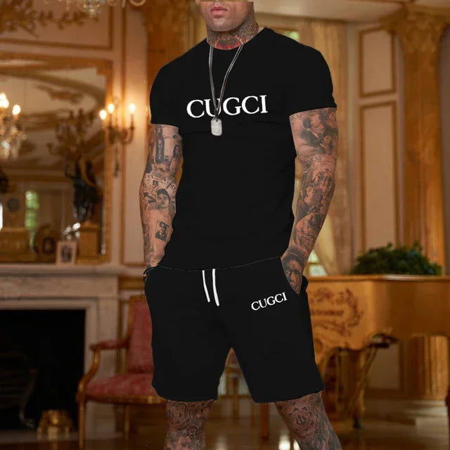 2025 Summer T-shirt, Shorts Men's Casual Sports Set, Fashionable Short-sleeved Casual Shopping Trend Clothing Essential for Travel