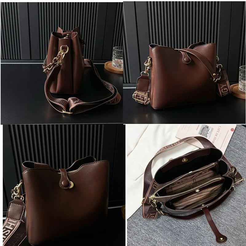 Fashion Brand Women's Big Shoulder Crossbody Bag Luxury PU Leather Messenger Bag Handbag Travel Tote Bag for Female Purse