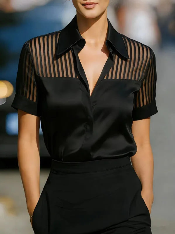 Women's Blouses and Shirts Elegant White Short Sleeve Blouse for Women Summer 2026 Fashion Turn-down Shirt Tops Women's Blouses