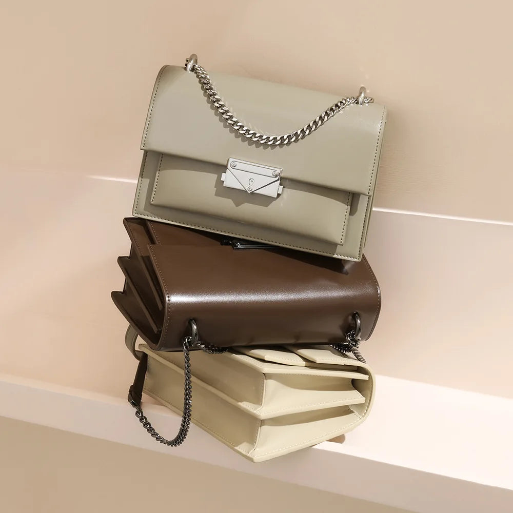 Factory Customized Simple Genuine Leather Women's Handbags High Quality Crossbody Bag Luxury Chain Women Shoulder Bags
