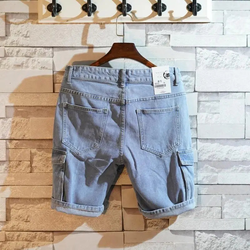 Summer Denim Shorts Short Pants Multi-pocket Commuter Denim Shorts Men's Casual Shorts Five-point Pants