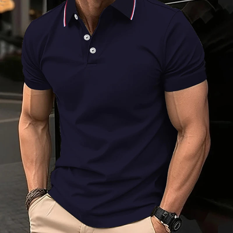 Hot Sale Men's Summer Casual Breathable Comfortable Polo Shirt Men's Solid Color High Quality Short Sleeve T-Shirt